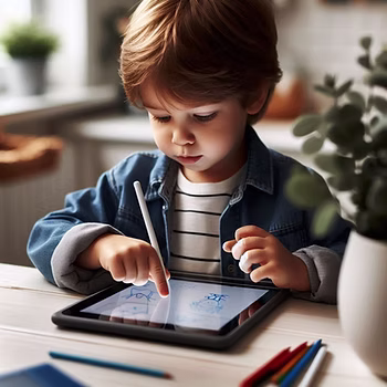 Criança desenhando no tablet